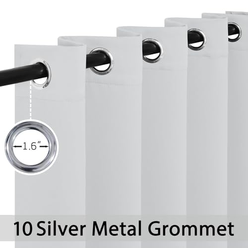 Yakamok Greyish White Curtains for Bedroom,Grommet Thermal Insulated Room Darkening Curtains for Living Room, 62W x 63L, 2 Panels