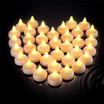 Floating LED Tea Light Candles Flameless Warm Yellow Pack of 12 | Waterproof, Battery Operated-image-48