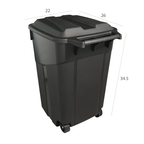 Gerrit RV121 45-Gallons Black Plastic Wheeled Trash Can With Lid Outdoor thumb #5
