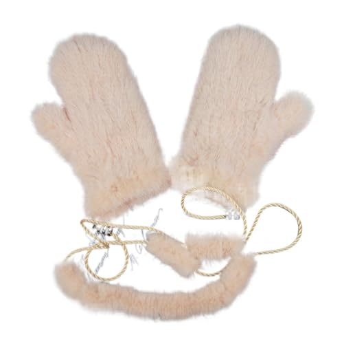 Gants élastiques d'hiver tricotés avec fourrure douce pour tenue quotidienne