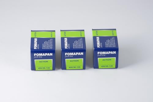 FOMAPAN Action 400 ASA 135/36 - Lote de 3 láminas de 35 mm, Color Negro y Blanco