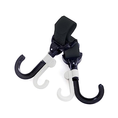 Milisten 2pcs Stroller Hooks for Diaper and Grocery Bags Stroller Clips for Easy Attachment Black Gray for Parents The Go