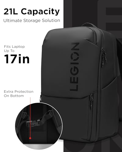 Lenovo Legion Gaming Laptop Backpack GB800, 21L Capacity, Fits 17-inch Laptops, Water Resistant, Three Main Compartments & 19 Specialiized Pockets, Black - image 5