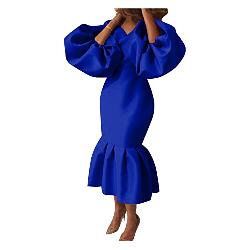 Robe africaine col en V et manches bouffantes élégante