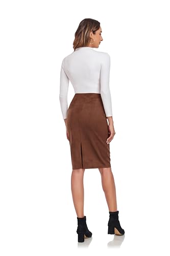 ODCOCD Women's Faux Suede Pencil Skirt3