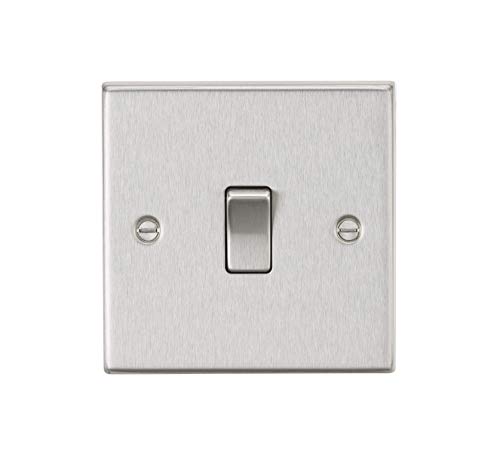 Image of Knightsbridge CS2BC 10AX 1G 2-Way Plate Switch - Square Edge Brushed Chrome, 10.5 mm*89.0 mm*89.0 mm