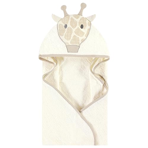 Image of Hudson Baby Unisex Baby Cotton Poly Animal Face Hooded Towel, Modern Giraffe 2-Piece, One Size