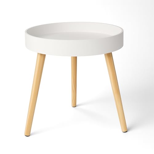 Mesa de Centro Redondo de Madera para Café 39x41.8cm - Mesa de Sa...