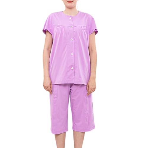 2 piezas de ropa de cama extraíble para pacientes, ropa para postoperatorias, fracturas de diálisis, pacientes, mujeres, ropa adaptativa, ropa de cama, Morado (, XL