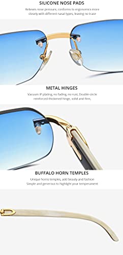 Image of HEPIDEM 100% Really Buffalo Horn Handmade Sun Glasses Square Rimless Luxury BUffs Sunglasses 0816