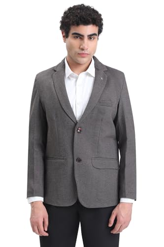 Image of SHOWOFFFF Men Solid Single Breasted Formal Blazer | Notched Lapel Full Sleeves Cotton Blazer for Mens | Slim Fit Regular Length Blazer for Men's