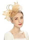 Cizoe Tea Party Fascinator Kentucky Derby Hat Fascinator Pillbox Hat Headband for Cocktail(A-Gold