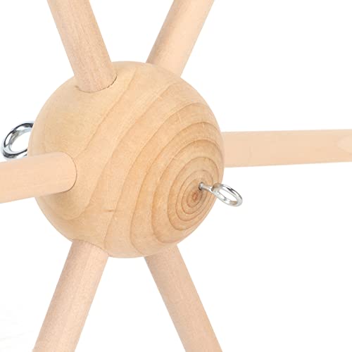 Miniatura 6 de Colgador de cuna de bebé con marco de madera, colgante móvil de madera de seis patas para colgar cajas de octavas, campanas, juguetes y decoración