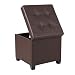 SONGMICS ULSF60Z x 15” Storage Ottoman Cube with Hinged Lid/Footrest Stool/Coffee Table, Holds Up to 660lbs, Faux Leather, Brown