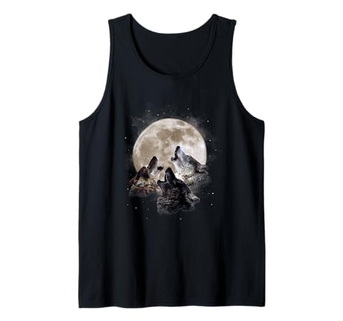 Three Wolves Howling at the Moon - Wolf Lover Tank Top