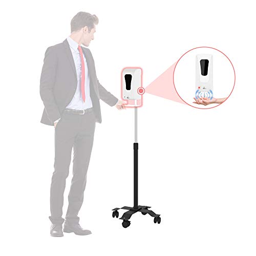 Image of Floor Stand Dispenser - CTA Compact, Height-Adjustable, Mobile Automatic Soap /Hand Sanitizer Dispenser Floor Stand with 4 Swivel Casters (SAN-CGSD) - Black