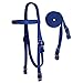 Tahoe Tack Double Layered Nylon Western Padded Headstall with Matching Split Reins (Royal Blue, Pony (Small))
