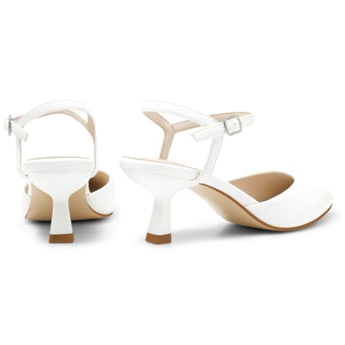 Image of MaxMuxun Kitten Heels for Women Pointed Toe Pumps Ankle Strap Kitten Heels 2.7 Inch Wedding Party Dress Shoes
