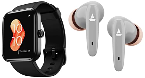 Image of boAt Xtend Smartwatch with Alexa Built-in, 1.69 inch HD Display, Multiple Watch Faces & Airdopes 181 in-Ear True Wireless Earbuds with ENx Tech, Beast Mode