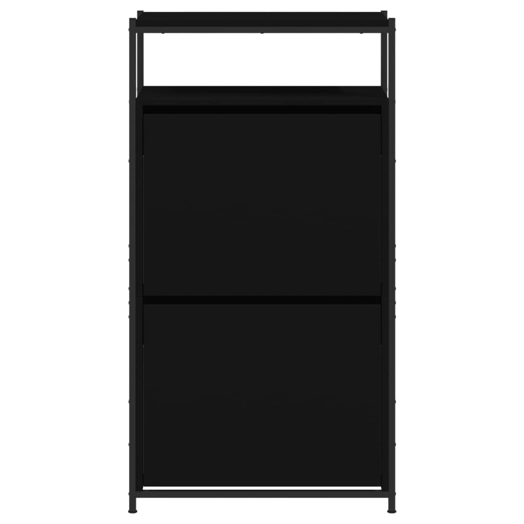 Homgoday Scarpiera Nera 60x34x112 cm in Legno Multistrato, Arredo Scaffale Portascarpe Organizzatore per Scarpe Stoccaggio Salva Spazio per Corridoio