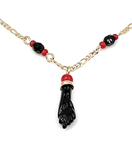 FWJ 18k Gold Plated Azabache Bracelet 5.5 Inches Length 3.5mm Black Beads Protection Jewelry - Image 3