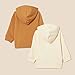 Amazon Essentials Unisex Babies' French Terry Zip-Up Hoodie, Pack of 2, Beige/Dark Camel, 24 Months