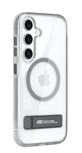 Image of BOUNCEBACK Polycarbonate Shockproof Transparent Hybrid Back Case /Cover with Kick Stand Support Magnetic Charging for Samsung Galaxy S25 Plus - (Clear Grey)