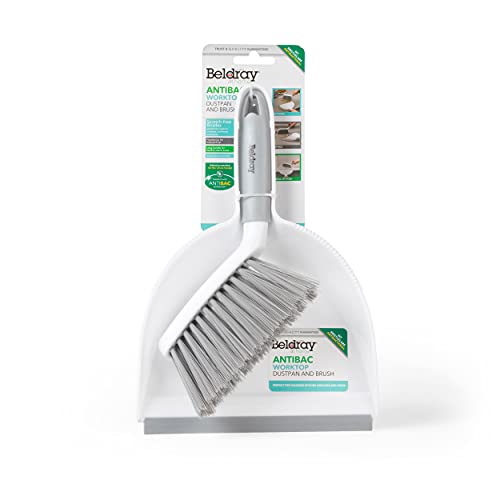 Beldray LA082664UFEU7 antibakterielles handfeger und Schaufel, Klein Besen mit weichen kratzfrei Borsten, Kehrschaufel mit Gummilippen, platzsparendes Kehrbürste mit Kehrschaufel, Kompaktbauweise