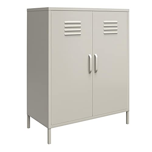 Image of DHP Furniture Bradford 2 Door Metal Storage Cabinet Taupe