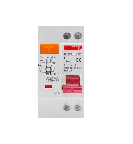 Disjoncteur à courant résiduel court-circuit fuites surintensités 1P+N 230V 32A