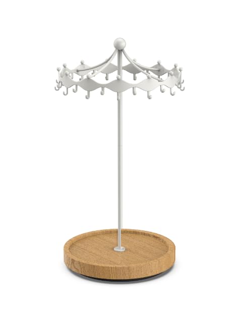 Lolalet 回転ネックレスホルダースタンド 金属フック付き 回転ディスプレイカルーセル 自立式オーガナイザーハンガー ロングネックレスチェーン用