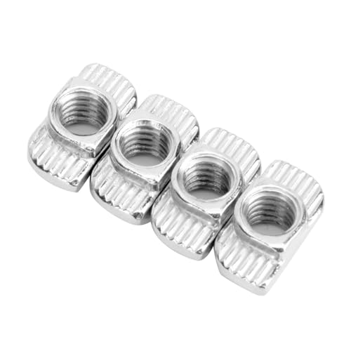 GLOGLOW Tuerca en T Estándar Europea Tuerca Deslizante en T Roscada 30T Sujetadores Fuertes para Perfiles de Aluminio, 100 Piezas Niqueladas para Construcción de Accesorios (M6)