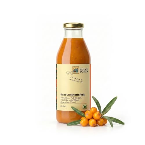 Image of My Pahadi Dukan 100ml Himalayan Sea Buckthorn Berry Pulp, Natural Source of Vitamin C, Omega 3 6 7 9, Antioxidants For Immunity, Skin Glow & Gut Health, Herbal Juice Seabuckthorn Supplement, Tested