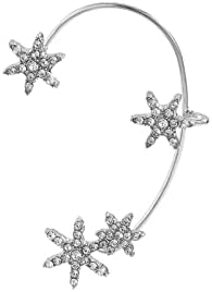 Inilbran Crystal Snowflake Ear Climber Earrings Snowflake Ear Cuff Wrap Crawler Earrings Silver Rhinestone Snowflake Cuff Earrings Cz Star Crawler Climber Earrings Jewelry for Women and Girls