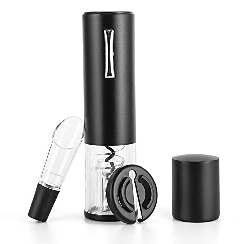CIRCLE JOY 4-in-1 Rechargeable Wine Opener Gift Set Electric Wine Bottle Openers Automatic Corkscrew with Foil Cutter, Wine Pourer and Wine Stopper, Black