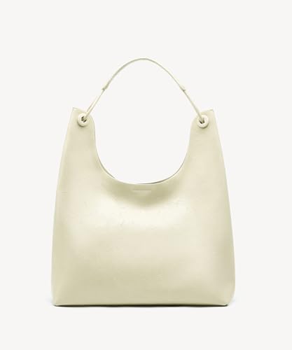 Image of NEWBELLA Women's Commuter Tote Bag - Soft Faux Leather Shoulder Bag, Solid Color Simple Design handbag for Office, Travel & Everyday Use, Beige