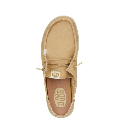 HEYDUDE Women's Wendy Slip Classic Tan Size 5 | Lightweight Women's Slip-On Shoes | Comfortable & Casual Everyday Footwear