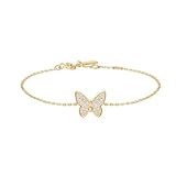 ANIA HAIE Damen Armband SUNNY SPARKLER Butterfly Pavé aus 925 Sterling Silber 14k vergoldet, besetzt mit 30 Zirkonia, Länge: 16,5 cm + 2 cm, inkl. Geschenkverpackung