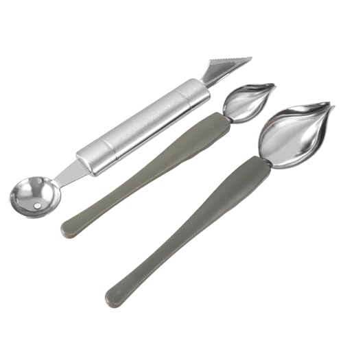 CIYODO Juego de 3 Cucharas para Salsas de Acero Inoxidable Tamaño Pequeño y Grande Herramienta para Decorar Pasteles y Frutas Adecuado para Catering Bufés y Restaurantes