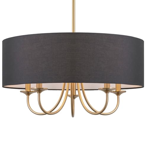 Image of Kira Home Quinn 22 inch Large Modern 5-Light Drum Chandelier for Kitchen Island