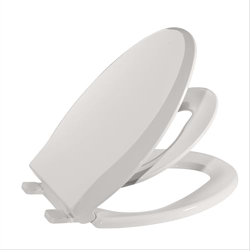 Toilet Seat, Elongated Toilet Seat with Toddler Seat Built in, Potty Training Toilet Seat Elongated Fits Both Adult and Child, with Slow Close and Magnets- Elongated Biscuit