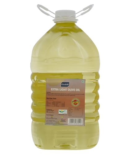 Image of Kinsfolk Cold Pressed Extra Light Olive Oil, Premium Cooking Oil, Perfect for Frying, Dressing, Garnishing and Drizzling on Salads, Good for Health, Digestion and Heart - 5 Ltr PET