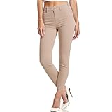 DIYUS Women Dress Pants Slim Fit Stretch Comfy Work Pants Skinny Pencil Pants with Pocket 30 Beige L