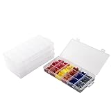 BangQiao 4 Pack Adjustable 18 Grids Clear Plastic Compartment Container Case, Transparent Organizer