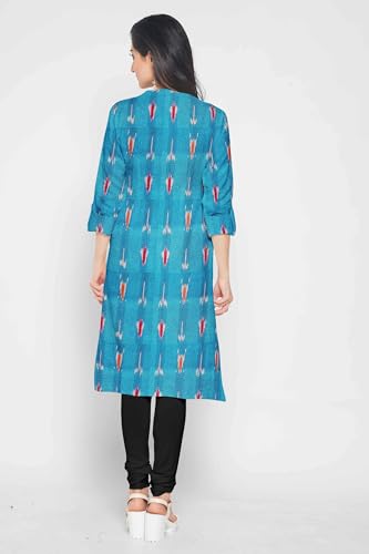 Image of Cotton Pochampally ikat unstitched blouse, Kurthi, long frock fabric material for women (1 meter, 2 meters & 3 meters)