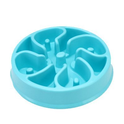 MUNCHOS Plastic Durable Slow Fun Feeder Interactive Bloat Stop Dog Bowl for Dog and Cat (Blue), Large