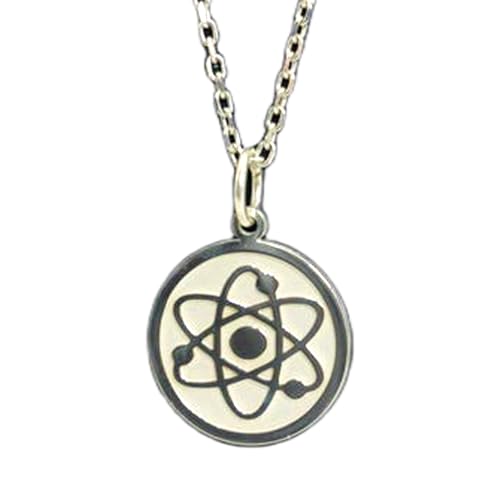 Collar colgante de átomo plata ley 925 dije ciencia científico químico cadena de 45cm 24mm