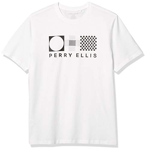 Perry Ellis Men's Graphic Short Sleeve Crew Neck Tee, Bright White, Large