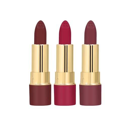 Image of Colors Queen Lippie Pack of 3 Matte Lipsticks for Women Enriched with Jojoba Oil & Vitamin E | Lightweight & Long Lasting | Creamy Smooth Texture, Nourishing Formula | One Swipe Application (Combo - 03, 15g)