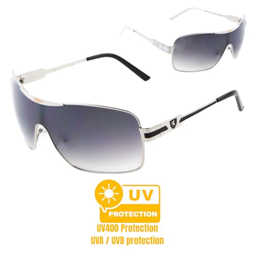 Khan Wrap Around Shield Aviator One Piece Gradient Lens Sunglasses2